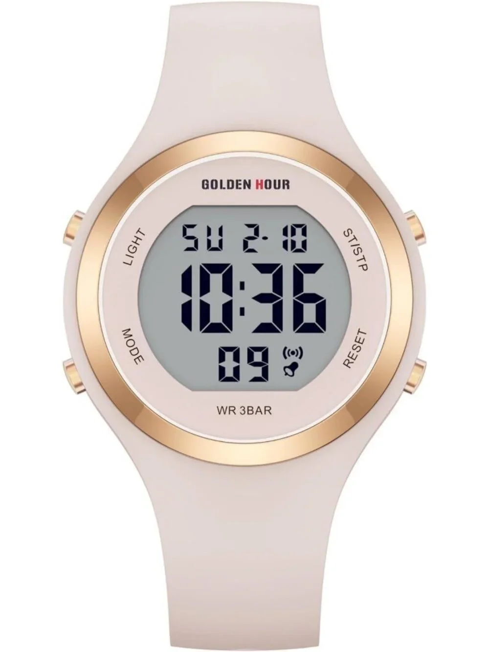 Waterproof Sport Women's Digital Chronograph Watch with Silicone Strap - Stylish
